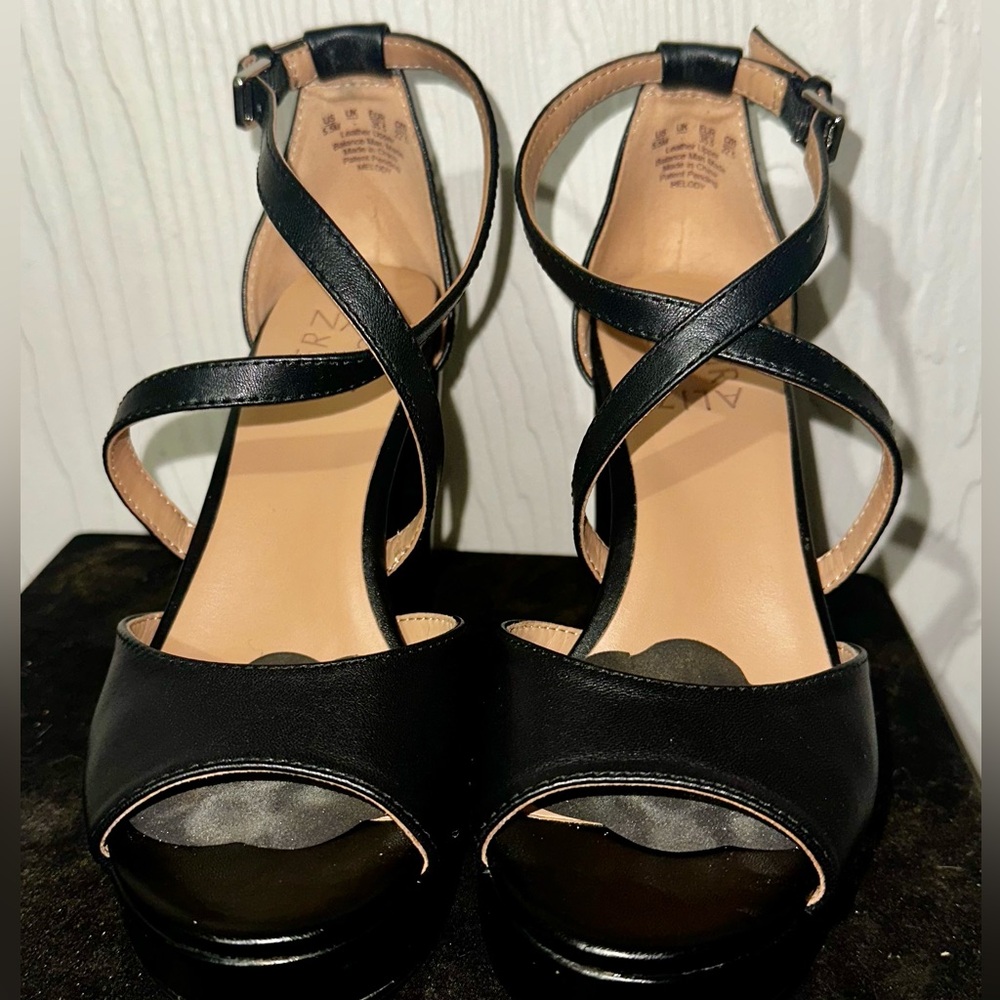 Naturalizer Tiff Melody Heel Sandal Black Leather Womens Size 5.5M